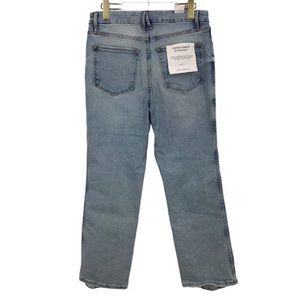 Good American Curve Straight Jeans 12 High Rise Distressed Denim Indigo NWD